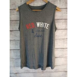 Isabel Maternity Medium Red White & Blue Almost Due Gray Tank Top